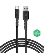 PowerPeak 6ft. Braided Nylon Metallic Micro USB Charge &amp; Sync Cable - Black - Repairs Bay