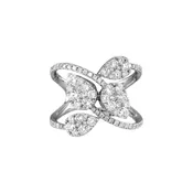 18k White Gold Four Leaf Motif Diamond Ring