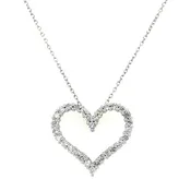 14K White Gold Round Shape Diamond Heart Pendant (.50ctw)