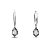 Beaded Water Drop White Shell Hoop Charm Earrings