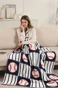BASEBALL, CHECKERED, & PIN-STRIPED PATTERN THROW BLANKET