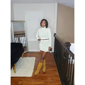 Angora Fur Mini Skirt Set - Ivory