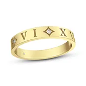 Diamond Accent Roman Numeral Date Ring 14K Yellow Gold
