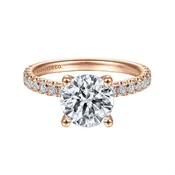 14K Rose Gold Prong Set Solitaire Semi-Mount Diamond Engagement Ring