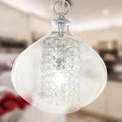11.75"H Glass + Faceted Crystal Glass Jewels Plug-in and Hardwire Hanging Pendant