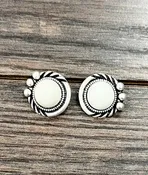 12mm White Turquoise Stud Earrings
