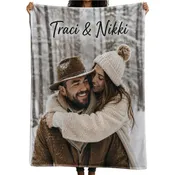 Personalized Photo Blanket with Text, Custom Couple Photo Throw Gift