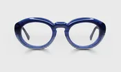 Abundant Color 59 - Blue to Stripe Fade Front with Blue Crystal Temples