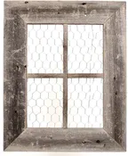 BarnwoodUSA Chicken Wire Photo or Message Board, Jewelry Organizer - 10 Clothes Pins Included - 100% Up-Cycled Reclaimed Wood Frame (22 x 18 Window)