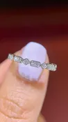 0.15ct Milgrain Beaded Rectangle and Square Diamond Wedding Band 14K Gold BAN110