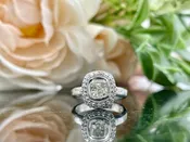 1.20ctw Cushion Cut Diamond With Diamond Halo Engagement Ring 14k White Gold | Warren Jewelers