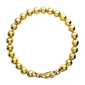 8mm Polished Finish 18Kt Gold IP Steel Bead Bracelet
