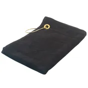 11x18 - BLACK Corner Grommet Golf Towel Terry Velour 100% Cotton