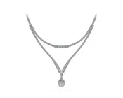 4 Prong Double Strand V Drop Diamond Necklace