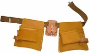11-Pocket Professional ‘Combination’ Top Grain Moccasin Leather Carpenter Apron with Cotton Web Belt