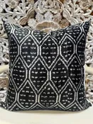 Black and White Silk Velvet Ikat Pillow
