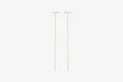 14k Gold Thin Pave Diamond Bar Threader Earrings