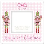 Baby 1st Christmas Pink Nutcrackers Pink Frame 4x4 White