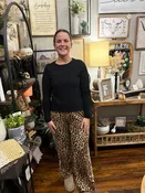 Animal Print Pant w/Cream Trim