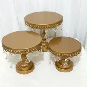 CAKE STAND GOLD & CRYSTALS SET OF 3