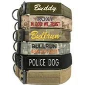 Personalized Tactical Dog Collar Custom Military Style dog Collar K9 Collar with 1.5x4 inch Name patch Embroidered Padded