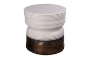 Ancaris Stool – Linen Semi-Gloss Top and Sides | Metallic Semi-Gloss Base