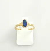 14kt Gold Australian Black Opal Inlay Ring Size 6