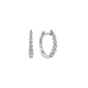 14K White Gold Diamond Huggie Earrings