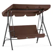 2-3 Person Patio Swing Chair with Adjustable Canopy and Removable Cushions