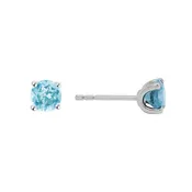 14K White Gold 4-Prong Blue Topaz Stud Earrings