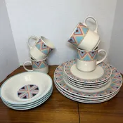 Vintage 16pc Set of Sango Zuni Stoneware Dishes Japan Table