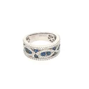 14K White Gold Diamond and Sapphire Band