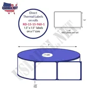 1.5'' x 1.5'' Direct Thermal Labels on a 1'' Core 4'' OD