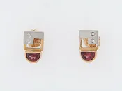 14K-GOLD DIAMOND AND RUBELLITE EARRINGS