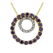 18k Gold over Silver Genuine Diamond Accent & Amethyst Eternity Pendant
