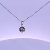 Sapphire &amp; Diamond Sphere Pendant in 14K White Gold