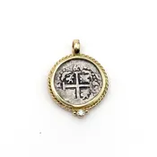 Pendant One Real Coin Carlos II 1695 Lima 18k #82355 — Everett Designs