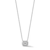 14KW Gold Emerald Cut Diamond Bezel Pendant .52CT 16"