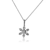 18K White Gold .46 Carat Diamond Snowflake Pendant with Chain