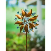 75″H Wind Spinner, Copper and Blue Patina Blossom