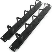 Cable Management Panel - 2-Pack 1U Wire Manager with 5 D-Ring Hooks Horizontal Rackmount