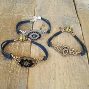 Antique Oval Glass Deerskin Bracelet