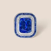 13.91 CT Sapphire Art Deco Style Ring