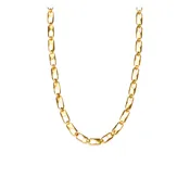 18K Gold Flat Rectangle Link Chain Necklace