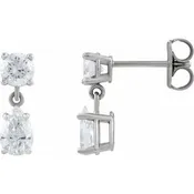 14K White Gold 1 1/6 CTW Lab-Grown Diamond Two-Stone Earrings