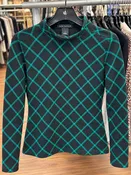 Ann Taylor Black & Green Plaid Top – Size S