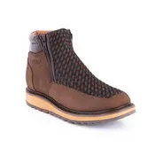 ACERO Brown & Navy Basket Wave Zipper Ankle Boot