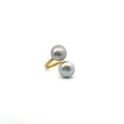 14k Gold Double Gray Pearl Ring