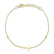 0.03CT 14K Y/G DIAMOND BEZEL CROSS BRACELET