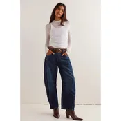 Free People Good Luck Mid Rise Barrel Jeans in Deep End